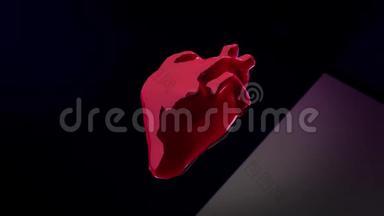 真实的人体心脏，<strong>跳动</strong>的器官在不同的运动背景下，无缝的循环。 <strong>动画</strong>。 红色真形心脏